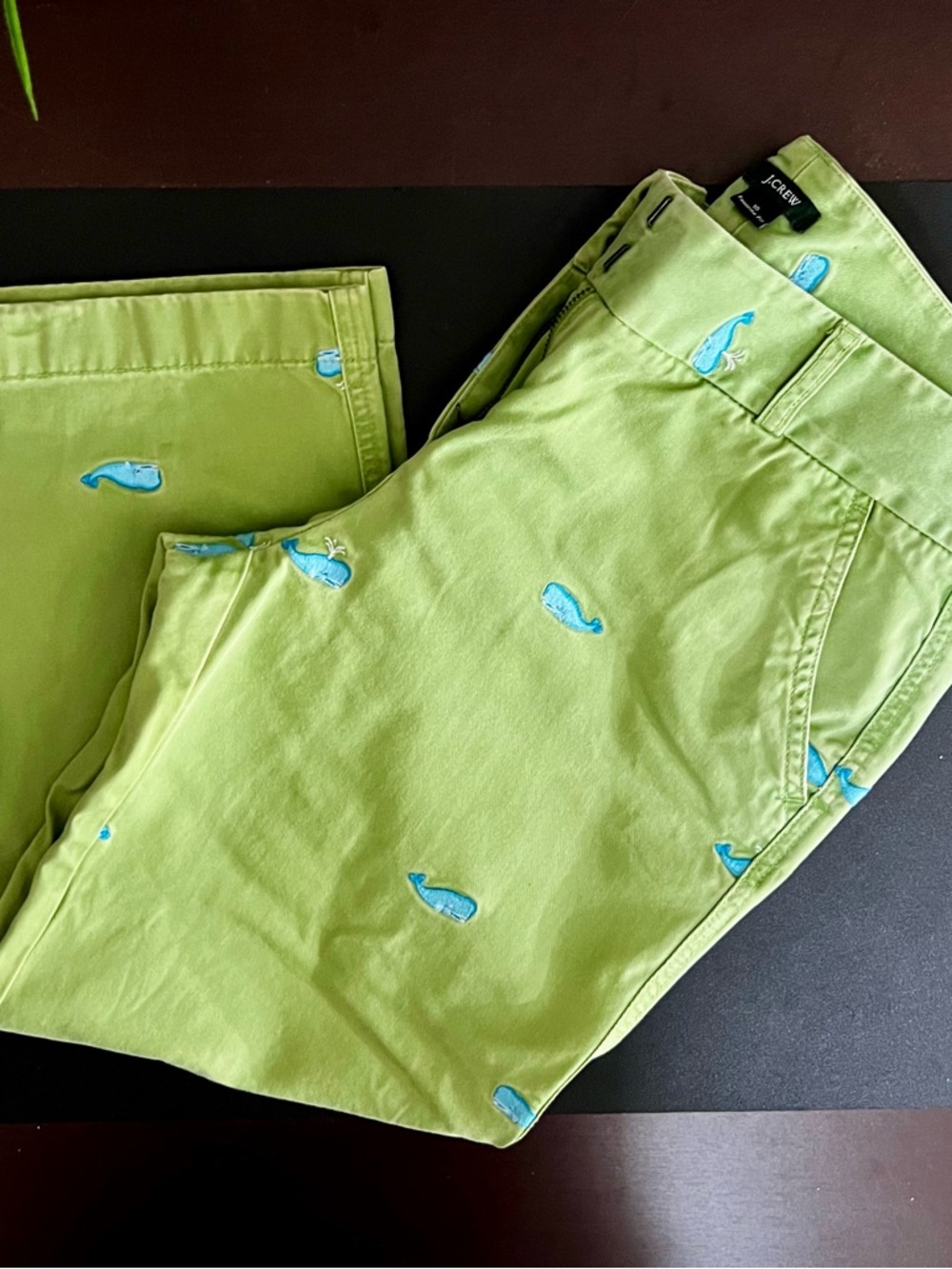 J.CREW 100% Cotton Whale Embroidered Chino Capri Pants